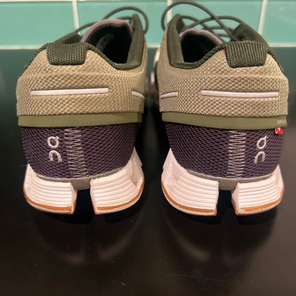 On Cloud Running Sneakers in Green and  Dark Purple - Picture 2 of 5